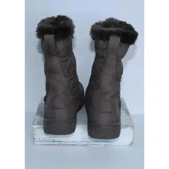 L.L. Bean Womens Winter PRIMALOTT TEC 2 Boots, Brown Faux Fur Mid Calf Sz. 9.5W - Picture 6 of 11